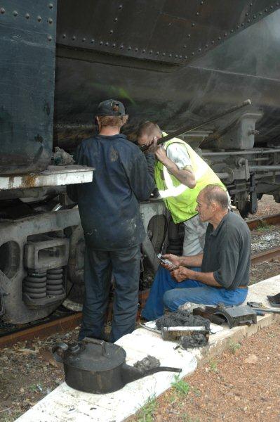 Spikkels, Phillip and Robert Dadford replace the damaged bearings
