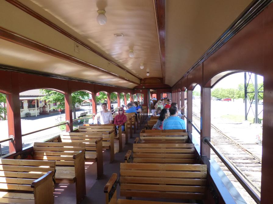 Inside an open coach