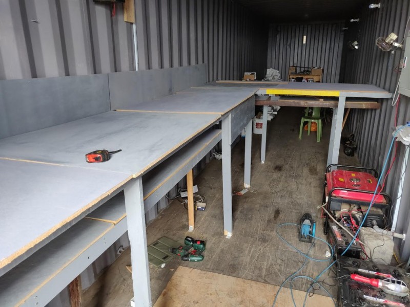 The partially completed baseboard for the station, loco depot and low-level fiddle yard.