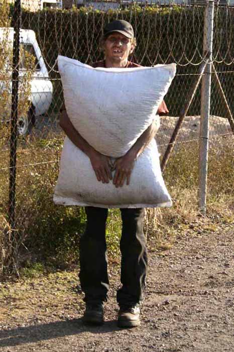 Frank with a bag of dogfood