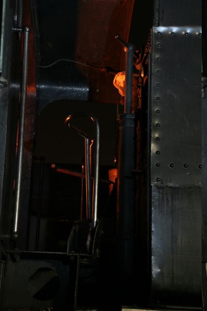 Cab close-up. Shovels at the ready..