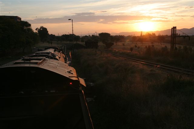 Sunset over the sheds. Viewed from the tender of 3117.