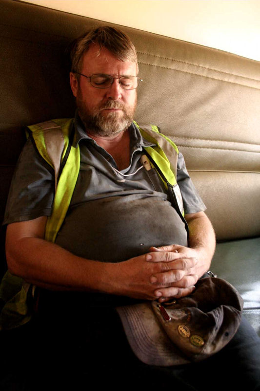 A well-deserved nap? John hard at work<br /><br />Photo by Miemie Wolmarans August 2007