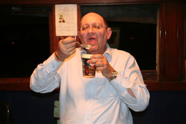 Kev tucks iinto his dinner after a hard photographic session