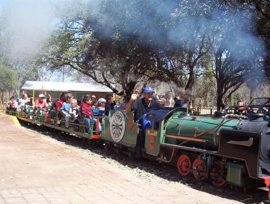 Robert drives the small steam loco at Fountains
