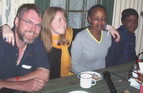 John A sits in Cullinan Station with overseas visitors from UK and Kenya - FOTR has a truly international clientele.