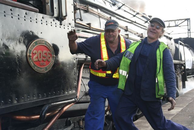 Nathan and Piet rush for the footplate of 2056..