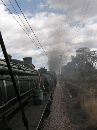 Returning to Captial Park, from Witbank, a drivers view from the second locomotive of a double header!