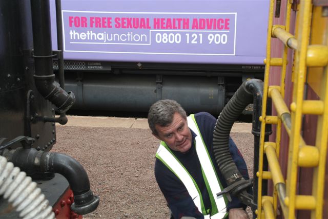 Steve Smith tugs on his hose before entering the sex train in Middelburg!