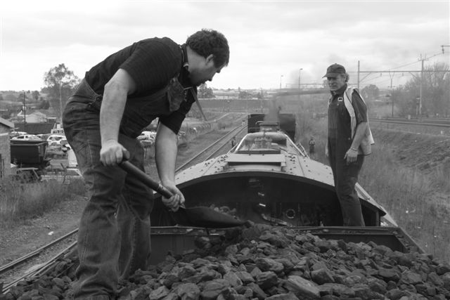 While Andre van Dyk and Nathan trim coal on the CA.