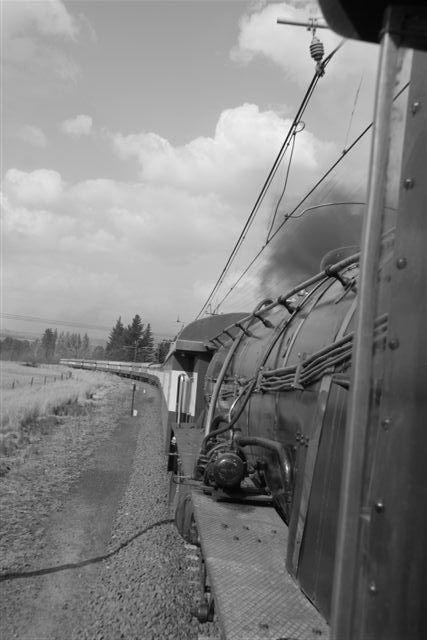 View of coaches strung out behind 15CA 2056 as she climbs out of Olifantsrivier.