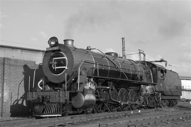 15CA 2056 poses under an old water column near the coalstage of Witbank shed.