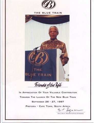 FOTR Blue Train certificate
