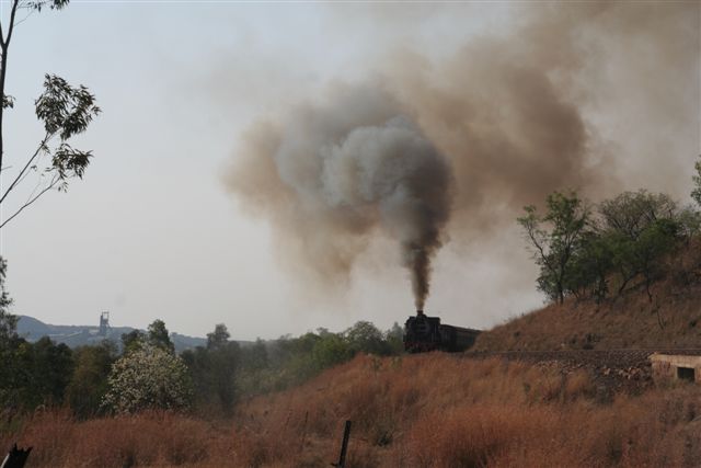 Joanna is climbing steadily away from Cullinan, the mine being visible in the background on this hazy day..