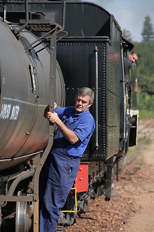 Steve Smith guides the loco onto the train