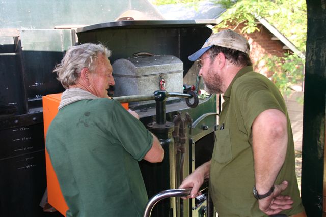 Two terrorists. FOTR Al-Qaeda member Cliff Petzer demonstrates to co-conspirator John Ashworth how to enable the detonator on the mobile Rovos diesel-bomb!<br /><br />Photo by Chris Janisch 17/10/07