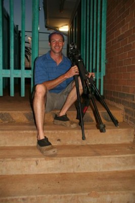 A happy-looking photographer "CA" Janisch, snapped on the steps at Pyramid on the evening of 28 October 2007.