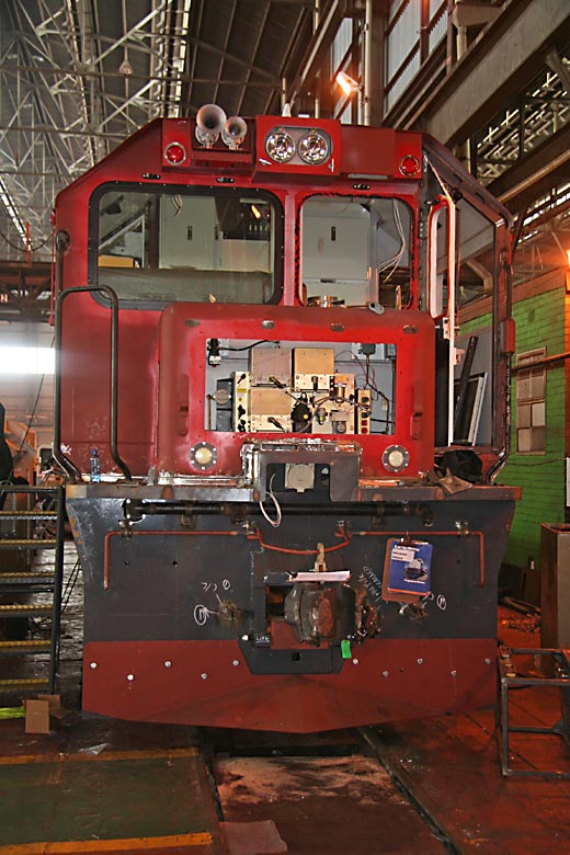 The cab is fitted and the engine takes shape