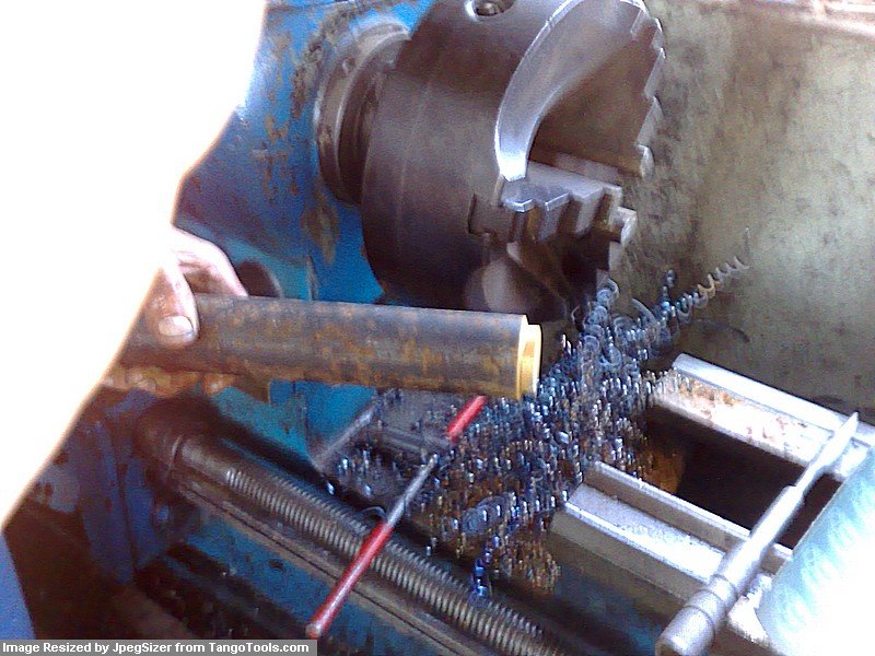 Mild steel iron bar, the lathe, and the shavings