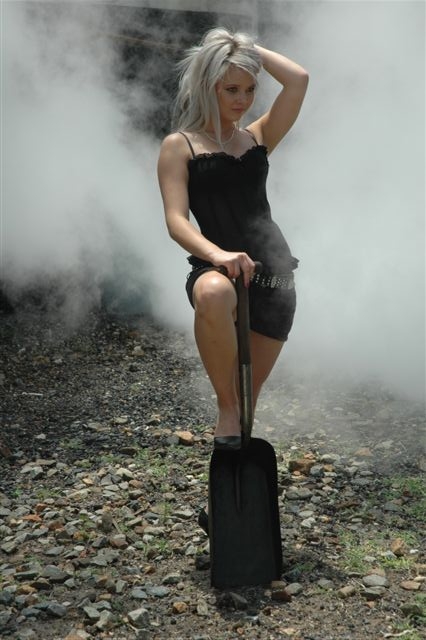 Lady fireman building up steam!