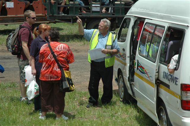 Billy Victor at work, sorting out the passengers to their various Cullinan activities.